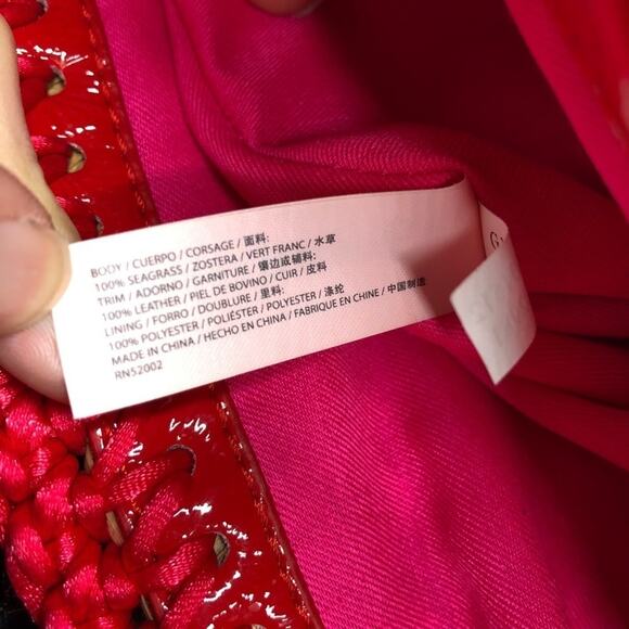 JUICY COUTURE Woven Seagrass Straw Tote Bag Purse Coastal Vacation Beach Charm - Picture 9 of 10